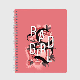 Тетрадь с принтом Bad Girl в Курске, 100% бумага | 48 листов, плотность листов — 60 г/м2, плотность картонной обложки — 250 г/м2. Листы скреплены сбоку удобной пружинной спиралью. Уголки страниц и обложки скругленные. Цвет линий — светло-серый
 | 8 march | 8 марта | cool girl | feminism | flower | girl | woman | в подарок | весна | девочкам | девочке | женские | женщинам | женщине | март | праздник | фем | феменизм | цветочки | цветы