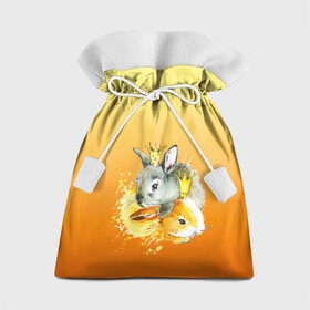 Подарочный 3D мешок с принтом акварельные кролики милота в Курске, 100% полиэстер | Размер: 29*39 см | акварель | акварельный | весна | вместе | детский | зайчики | королевский | корона | кролики | любовь | милота | нежность | обнимашки | обьятия | рисунок | симпатия | сказочный