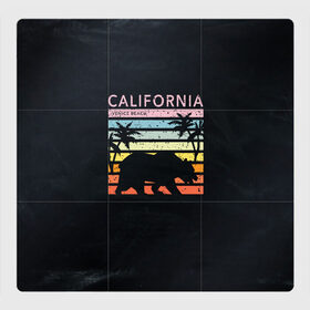 Магнитный плакат 3Х3 с принтом California venice beach в Курске, Полимерный материал с магнитным слоем | 9 деталей размером 9*9 см | Тематика изображения на принте: beach | bear | california | usa | venice | америка | закат | калифорния | лето | медведь | отпуск | пальмы | пляж | природа | радуга | сша