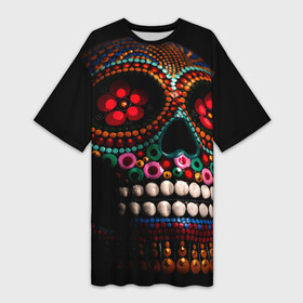 Платье-футболка 3D с принтом Skull в Курске,  |  | бижутерия | день мёртвых. | череп