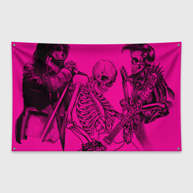 Флаг-баннер с принтом Skeleton,zandieh в Курске, 100% полиэстер | размер 67 х 109 см, плотность ткани — 95 г/м2; по краям флага есть четыре люверса для крепления | bag | boock | boy | crazy | danger | flower | girl | lion | net | notepad | pencil | skeleton | skull | ticher