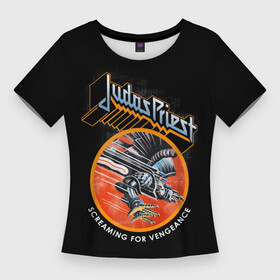 Женская футболка 3D Slim с принтом Judas Priest в Курске,  |  | black | deep | heep | judas | led | metal | music | priest | purple | rock | sabbath | skull | uriah | zeppelin | блэк | гитара | группа | иуда | метал | музыка | рок | священник | череп | электрогитара