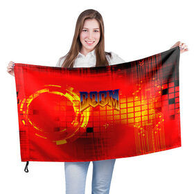 Флаг 3D с принтом DOOM в Курске, 100% полиэстер | плотность ткани — 95 г/м2, размер — 67 х 109 см. Принт наносится с одной стороны | doom | doom eternal | game | tegunvteg | демоны | дум | думгай | игры | марс | планета