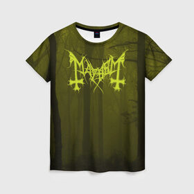 Женская футболка 3D с принтом Mayhem forest в Курске, 100% полиэфир ( синтетическое хлопкоподобное полотно) | прямой крой, круглый вырез горловины, длина до линии бедер | black metal | mayhem | блэк | блэк метал | мейхем | мэйхем | мэйхэм | рок группы