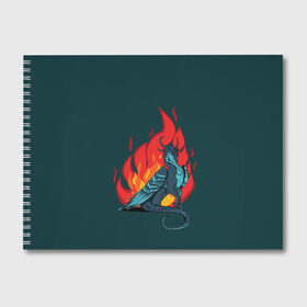 Альбом для рисования с принтом Бирюзовый дракон в Курске, 100% бумага
 | матовая бумага, плотность 200 мг. | Тематика изображения на принте: бирюзовый цвет | графика | дракон | огонь | персонаж | пламя | рисунок | фэнтези