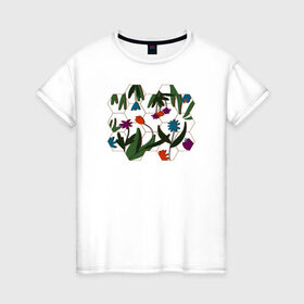Женская футболка хлопок с принтом Цветочный мир в Курске, 100% хлопок | прямой крой, круглый вырез горловины, длина до линии бедер, слегка спущенное плечо | flowers | природа | растения | цветы