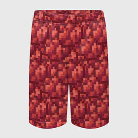 Детские спортивные шорты 3D с принтом красный краситель в Курске,  100% полиэстер
 | пояс оформлен широкой мягкой резинкой, ткань тянется
 | Тематика изображения на принте: бардовый | краситель | красный | майнкрафт | пиксель