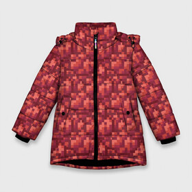 Зимняя куртка для девочек 3D с принтом красный краситель в Курске, ткань верха — 100% полиэстер; подклад — 100% полиэстер, утеплитель — 100% полиэстер. | длина ниже бедра, удлиненная спинка, воротник стойка и отстегивающийся капюшон. Есть боковые карманы с листочкой на кнопках, утяжки по низу изделия и внутренний карман на молнии. 

Предусмотрены светоотражающий принт на спинке, радужный светоотражающий элемент на пуллере молнии и на резинке для утяжки. | бардовый | краситель | красный | майнкрафт | пиксель