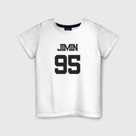 Детская футболка хлопок с принтом BTS - Jimin 95 в Курске, 100% хлопок | круглый вырез горловины, полуприлегающий силуэт, длина до линии бедер | boysband | bts | jimin | jimin 95 | k pop | korea | korean | music | бтс | джимин | к поп | кей поп | корейская | корейский | корея | кпоп | музыка | чимин | чимин 95