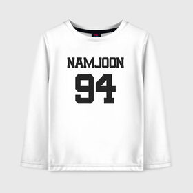 Детский лонгслив хлопок с принтом BTS - Namjoon (RM) 94 в Курске, 100% хлопок | круглый вырез горловины, полуприлегающий силуэт, длина до линии бедер | boysband | bts | bts rm | k pop | korea | korean | music | namjoon | namjoon 94 | rap monster | бтс | бтс рм | к поп | кей поп | корейская | корейский | корея | кпоп | музыка | намджун | намжун | рэп монстр