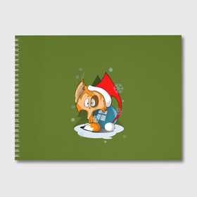 Альбом для рисования с принтом Маленький Котик Дед Мороз в Курске, 100% бумага
 | матовая бумага, плотность 200 мг. | графика | ёлка | ёлочная игрушка | животное | котик | новый год | персонаж | природа | рисунок