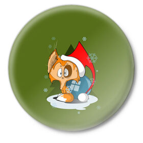 Значок с принтом Маленький Котик Дед Мороз в Курске,  металл | круглая форма, металлическая застежка в виде булавки | Тематика изображения на принте: графика | ёлка | ёлочная игрушка | животное | котик | новый год | персонаж | природа | рисунок