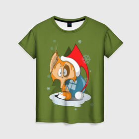 Женская футболка 3D с принтом Маленький Котик Дед Мороз в Курске, 100% полиэфир ( синтетическое хлопкоподобное полотно) | прямой крой, круглый вырез горловины, длина до линии бедер | графика | ёлка | ёлочная игрушка | животное | котик | новый год | персонаж | природа | рисунок