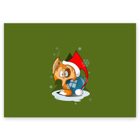 Поздравительная открытка с принтом Маленький Котик Дед Мороз в Курске, 100% бумага | плотность бумаги 280 г/м2, матовая, на обратной стороне линовка и место для марки
 | графика | ёлка | ёлочная игрушка | животное | котик | новый год | персонаж | природа | рисунок