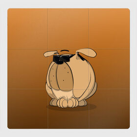 Магнитный плакат 3Х3 с принтом Крутой мой верный пес в Курске, Полимерный материал с магнитным слоем | 9 деталей размером 9*9 см | бульдог | графика | крутой парень | очки | персонаж | пес | рисунок | чёрные очки
