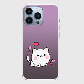 Чехол для iPhone 13 Pro с принтом влюбленный котенок в Курске,  |  | влюбленный | градиент | котенок | котик | любовь | мем | минимализм | подарок любимому | простой | рисунок | сердечки | смотри как на героя | чувства | эмодзи