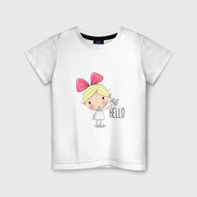 Детская футболка хлопок с принтом Девочка в Курске, 100% хлопок | круглый вырез горловины, полуприлегающий силуэт, длина до линии бедер | беззаботное детство | игры | любовь
