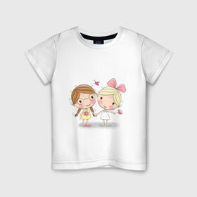 Детская футболка хлопок с принтом Девочка в Курске, 100% хлопок | круглый вырез горловины, полуприлегающий силуэт, длина до линии бедер | беззаботное детство | игры | любовь