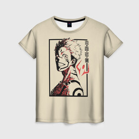 Женская футболка 3D с принтом Cукуна в Курске, 100% полиэфир ( синтетическое хлопкоподобное полотно) | прямой крой, круглый вырез горловины, длина до линии бедер | fushiguro | gojo | itadori | jujutsu | kaisen | kugisaki | megumi | nobaru | satoru | sukuna | yuji | битва | гето | годжо | дзюго | итадори | кенто | кугисаки | магическая | махито | мегуми | нанами | нобара | пальцы | сатору | сугуру | сукуна