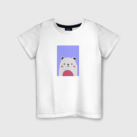 Детская футболка хлопок с принтом Белый мишка в Курске, 100% хлопок | круглый вырез горловины, полуприлегающий силуэт, длина до линии бедер | белый мишка | животные | медведь | медвежонок