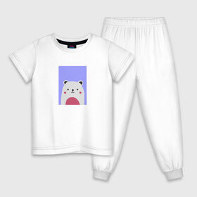 Детская пижама хлопок с принтом Белый мишка в Курске, 100% хлопок |  брюки и футболка прямого кроя, без карманов, на брюках мягкая резинка на поясе и по низу штанин
 | белый мишка | животные | медведь | медвежонок