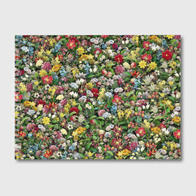 Альбом для рисования с принтом Море цветов в Курске, 100% бумага
 | матовая бумага, плотность 200 мг. | 8 марта | букет | клумба | луг | паттерн | растения | розы | ромашки | цветок | цветочки | цветочный | цветы