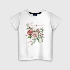 Детская футболка хлопок с принтом Spring mood в Курске, 100% хлопок | круглый вырез горловины, полуприлегающий силуэт, длина до линии бедер | 8 марта | весна | девушке | женский | мама | подарок | тренд | феминизм | цветы