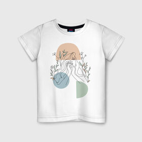 Детская футболка хлопок с принтом Девушка в цветах в Курске, 100% хлопок | круглый вырез горловины, полуприлегающий силуэт, длина до линии бедер | 8 марта | весна | девушка | девушке | женский | мама | подарок | тренд | феминизм | цветы