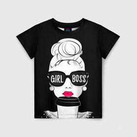 Детская футболка 3D с принтом Girl Boss в Курске, 100% гипоаллергенный полиэфир | прямой крой, круглый вырез горловины, длина до линии бедер, чуть спущенное плечо, ткань немного тянется | 8 марта | лучшая в мире | мама | подарок | подарок женщине | подарок любимым | подарок на 8 марта | самая лучшая  в мире | семья
