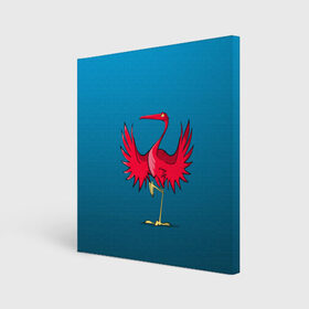 Холст квадратный с принтом Красный журавль в Курске, 100% ПВХ |  | графика | журавль | персонаж | природа | птица | птичий мир | рисунок