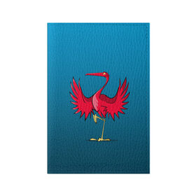 Обложка для паспорта матовая кожа с принтом Красный журавль в Курске, натуральная матовая кожа | размер 19,3 х 13,7 см; прозрачные пластиковые крепления | Тематика изображения на принте: графика | журавль | персонаж | природа | птица | птичий мир | рисунок