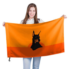 Флаг 3D с принтом Доберман в Курске, 100% полиэстер | плотность ткани — 95 г/м2, размер — 67 х 109 см. Принт наносится с одной стороны | верный друг | графика | животное | защитник | красивый пес | природа | рисунок | собака | сторож