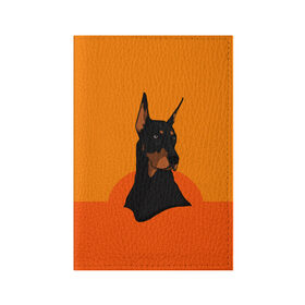 Обложка для паспорта матовая кожа с принтом Доберман в Курске, натуральная матовая кожа | размер 19,3 х 13,7 см; прозрачные пластиковые крепления | верный друг | графика | животное | защитник | красивый пес | природа | рисунок | собака | сторож