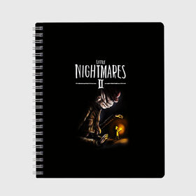 Тетрадь с принтом Little Nightmares 2 СТОРОЖ в Курске, 100% бумага | 48 листов, плотность листов — 60 г/м2, плотность картонной обложки — 250 г/м2. Листы скреплены сбоку удобной пружинной спиралью. Уголки страниц и обложки скругленные. Цвет линий — светло-серый
 | Тематика изображения на принте: little nightmares | little nightmares 2 | игра | литл нигмарес | литл нигмарес 2 | литл нигхтмарес | литл нигхтмарес 2 | сторож | ужас | хоррор