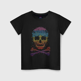 Детская футболка хлопок с принтом Пиксельный череп в Курске, 100% хлопок | круглый вырез горловины, полуприлегающий силуэт, длина до линии бедер | Тематика изображения на принте: абстракция | кости | мозаика | паззл | скелет | чеперушка | череп