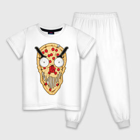 Детская пижама хлопок с принтом Злая пицца в Курске, 100% хлопок |  брюки и футболка прямого кроя, без карманов, на брюках мягкая резинка на поясе и по низу штанин
 | evil | pizza | голова | еда | злой | монстр | пицца | хипстер | череп