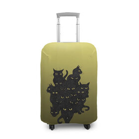 Чехол для чемодана 3D с принтом много черных котов в Курске, 86% полиэфир, 14% спандекс | двустороннее нанесение принта, прорези для ручек и колес | градиент | демоны | дьяволы | желтые глаза | коты | кошки | магия | мрак | персонаж | потусторонье | примета | рисунок | сущность | черные | черный