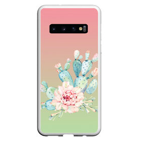 Чехол для Samsung Galaxy S10 с принтом суккулент градиент в Курске, Силикон | Область печати: задняя сторона чехла, без боковых панелей | Тематика изображения на принте: акварель | акварельный | весна | кактус | мило | природа | растение | рисунок | суккулент | сукулент | цветение | цветок | цветущий | цветы