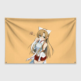 Флаг-баннер с принтом неко Асуна в Курске, 100% полиэстер | размер 67 х 109 см, плотность ткани — 95 г/м2; по краям флага есть четыре люверса для крепления | аниме | асуна | девушка | неко | сао