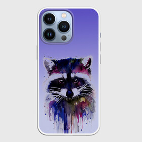 Чехол для iPhone 13 Pro с принтом енот акварелью потеки в Курске,  |  | акварель | акварельный | арт | брызги | енот | енотик | животные | зверек | краски | потеки | радуга | рисунок | яркий