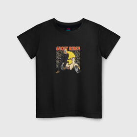 Детская футболка хлопок с принтом Ghost Rider в Курске, 100% хлопок | круглый вырез горловины, полуприлегающий силуэт, длина до линии бедер | ghost rider | кино | мотоцикл | персонаж | призрачный гонщик | прикол | скелет | скутер | фильм | череп | юмор
