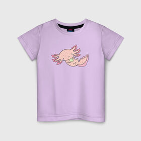 Детская футболка хлопок с принтом Аксолотль в Курске, 100% хлопок | круглый вырез горловины, полуприлегающий силуэт, длина до линии бедер | аксолотль | дракон | животные | мило | морской | морской дракон
