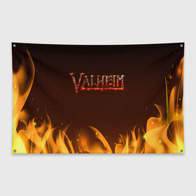 Флаг-баннер с принтом Valheim: Вальхейм выживание. в Курске, 100% полиэстер | размер 67 х 109 см, плотность ткани — 95 г/м2; по краям флага есть четыре люверса для крепления | fejd | valheim | вальхейм | викинг | викинги | выживание | выживач | игра