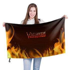 Флаг 3D с принтом Valheim: Вальхейм выживание. в Курске, 100% полиэстер | плотность ткани — 95 г/м2, размер — 67 х 109 см. Принт наносится с одной стороны | fejd | valheim | вальхейм | викинг | викинги | выживание | выживач | игра