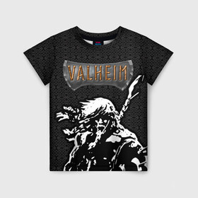 Детская футболка 3D с принтом Valheim Viking. в Курске, 100% гипоаллергенный полиэфир | прямой крой, круглый вырез горловины, длина до линии бедер, чуть спущенное плечо, ткань немного тянется | fejd | valheim | вальхейм | викинг | викинги | выживание | выживач | игра