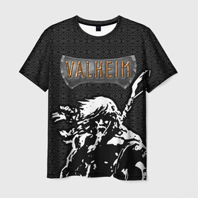Мужская футболка 3D с принтом Valheim Viking. в Курске, 100% полиэфир | прямой крой, круглый вырез горловины, длина до линии бедер | fejd | valheim | вальхейм | викинг | викинги | выживание | выживач | игра
