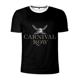 Мужская футболка 3D спортивная с принтом Карнивал Роу - Carnival Row в Курске, 100% полиэстер с улучшенными характеристиками | приталенный силуэт, круглая горловина, широкие плечи, сужается к линии бедра | carnival row | волшебный | исторический | карнивал роу | крылья | лого | логотип | подарок | сериал | сказка | фея | черный | шляпа