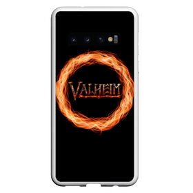 Чехол для Samsung Galaxy S10 с принтом Valheim - огненный круг в Курске, Силикон | Область печати: задняя сторона чехла, без боковых панелей | valheim | вальхейм | викинги | игра | компьютерный | круг | логотип | минимализм | огненный | огонь | подарок | черный