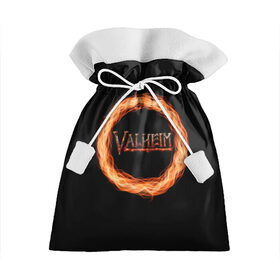 Подарочный 3D мешок с принтом Valheim - огненный круг в Курске, 100% полиэстер | Размер: 29*39 см | valheim | вальхейм | викинги | игра | компьютерный | круг | логотип | минимализм | огненный | огонь | подарок | черный