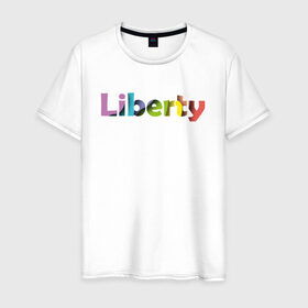 Мужская футболка хлопок с принтом Liberty. Свобода в Курске, 100% хлопок | прямой крой, круглый вырез горловины, длина до линии бедер, слегка спущенное плечо. | cвобода | liberty | женская свобода | не зависимая женщина | права женщин | равенство | свободные нравы